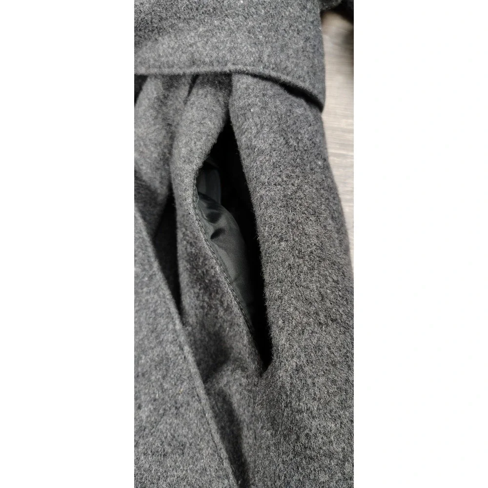 H&M Conscious‎ Women's Gray Wool Blend Belted Wrap Coat Long Sleeve Size 4 Lined
